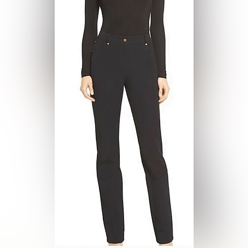 St. John Sport Black Velvet Straight Leg Pants Size 2